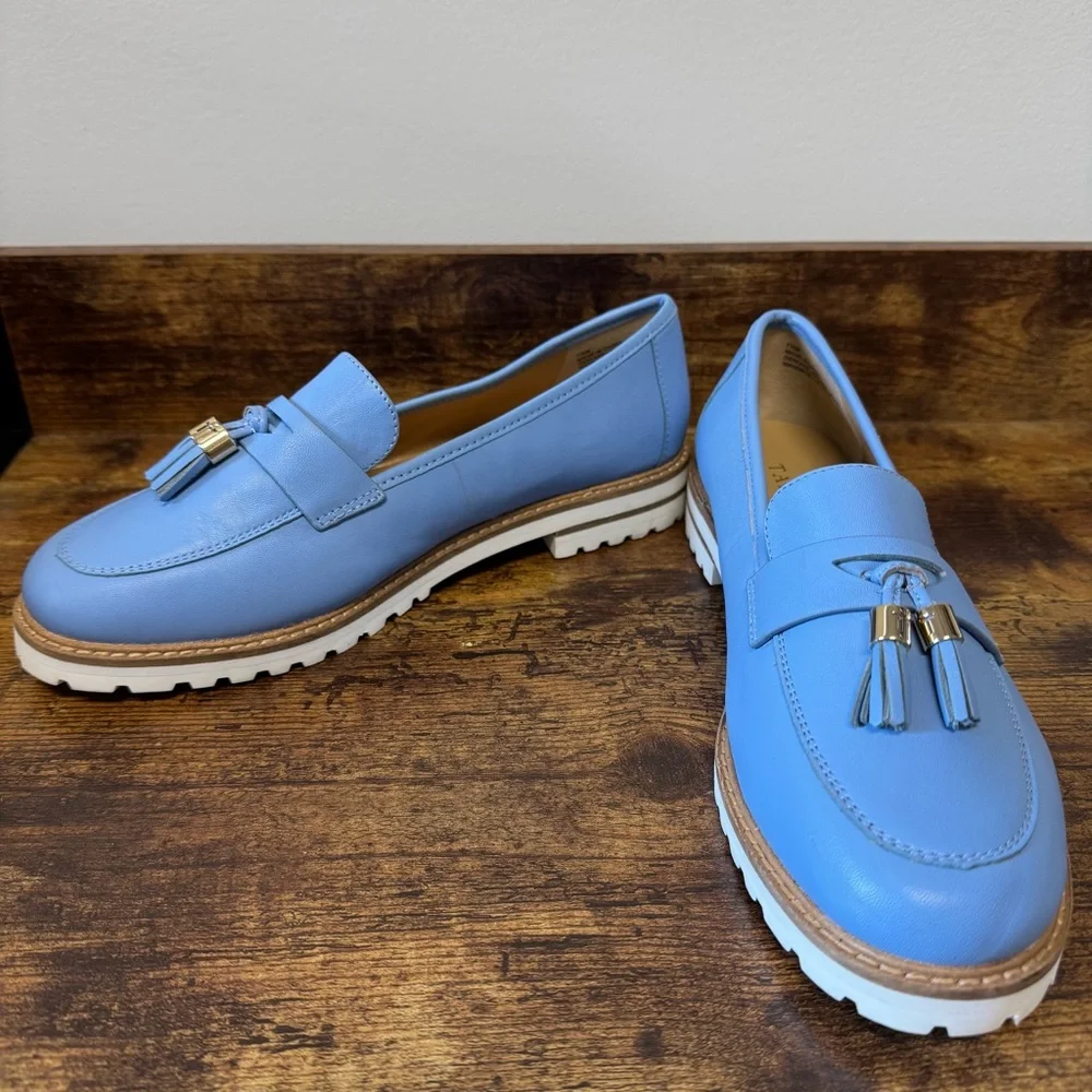 Talbots Tranquil Blue Laura Tassel Soft Napa Leather Loafers Women’s‎ Size 7.5